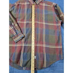 Woods & Gray Men’s M Plaid Flannel Shirt Red Green Cotton Button Down Casual